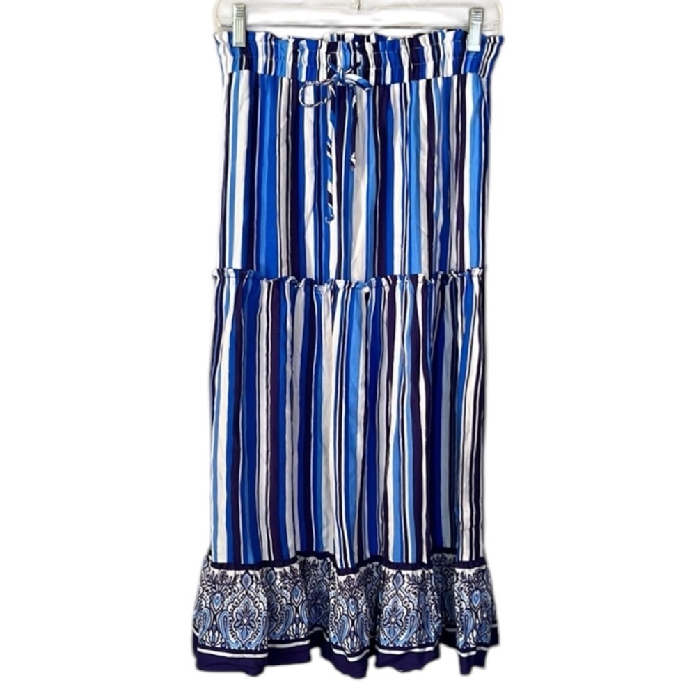 Gibson Petite Sugarplum Portofino Seastripe Midi Skirt Size PS - Picture 2 of 7